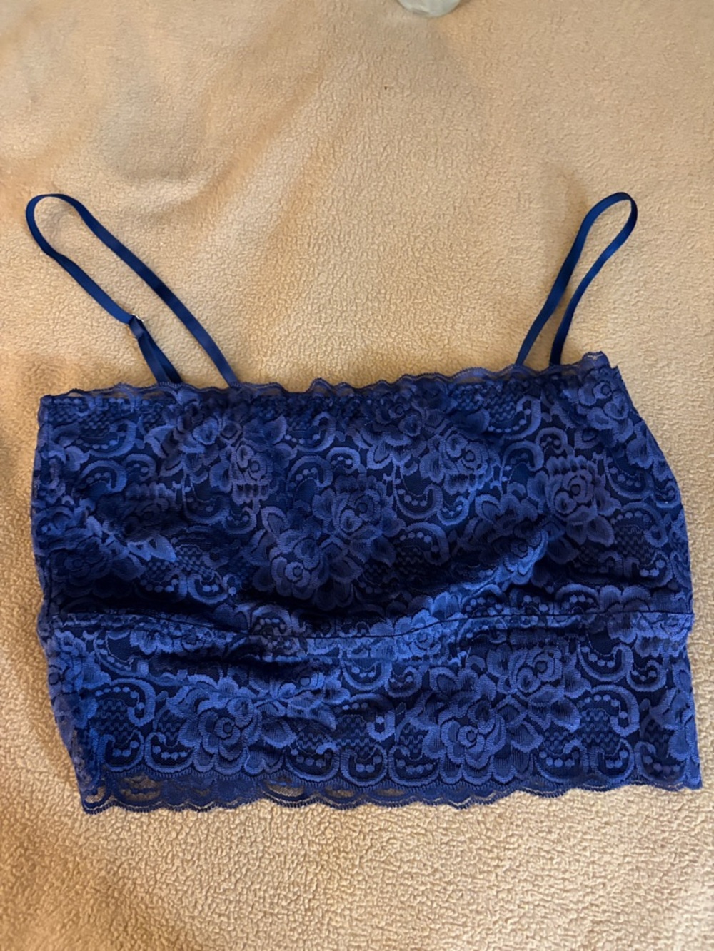 Lace Bralette Crop Top - Navy